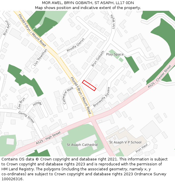 MOR AWEL, BRYN GOBAITH, ST ASAPH, LL17 0DN: Location map and indicative extent of plot