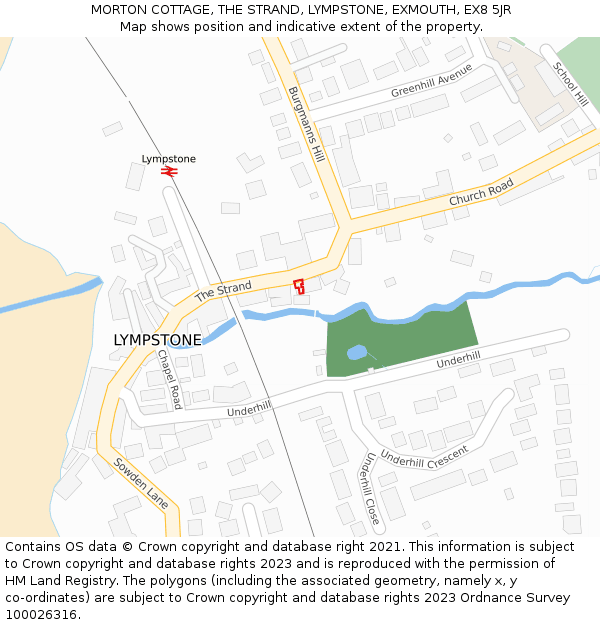 MORTON COTTAGE, THE STRAND, LYMPSTONE, EXMOUTH, EX8 5JR: Location map and indicative extent of plot