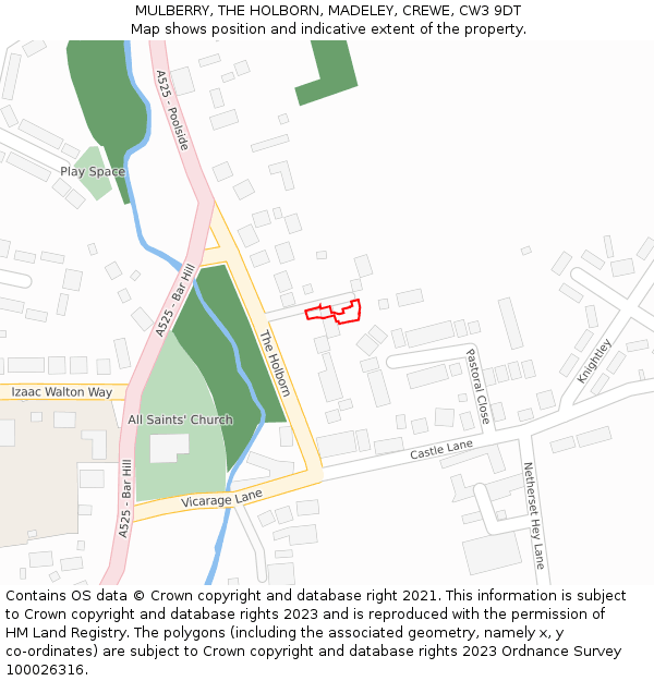 MULBERRY, THE HOLBORN, MADELEY, CREWE, CW3 9DT: Location map and indicative extent of plot