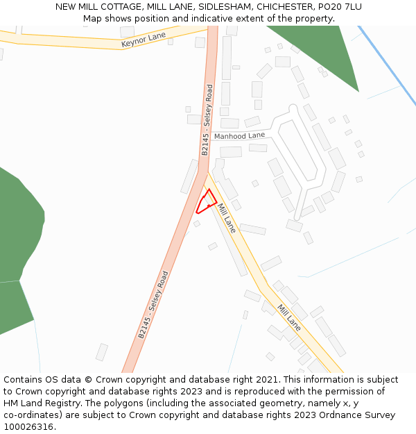 NEW MILL COTTAGE, MILL LANE, SIDLESHAM, CHICHESTER, PO20 7LU: Location map and indicative extent of plot