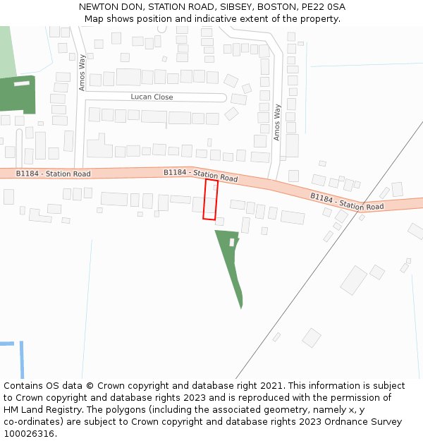 NEWTON DON, STATION ROAD, SIBSEY, BOSTON, PE22 0SA: Location map and indicative extent of plot