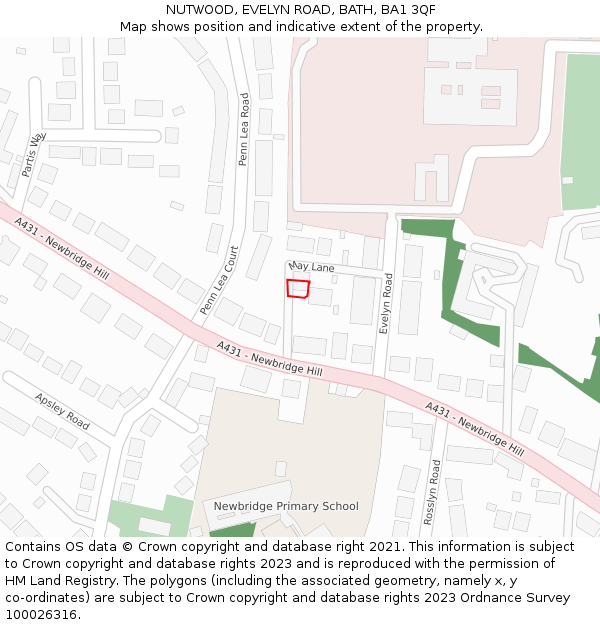 NUTWOOD, EVELYN ROAD, BATH, BA1 3QF: Location map and indicative extent of plot