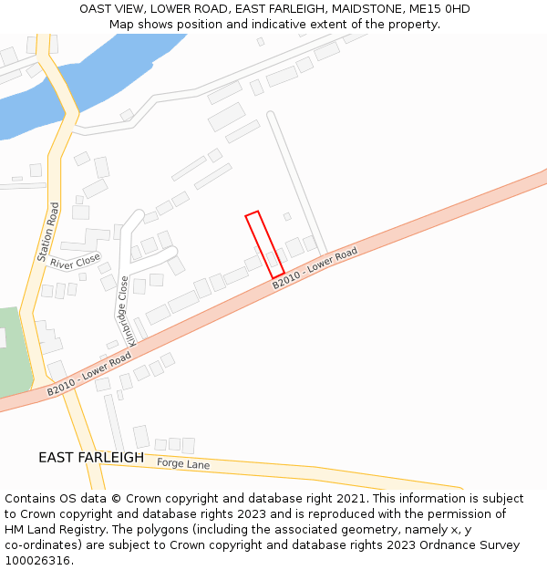 OAST VIEW, LOWER ROAD, EAST FARLEIGH, MAIDSTONE, ME15 0HD: Location map and indicative extent of plot
