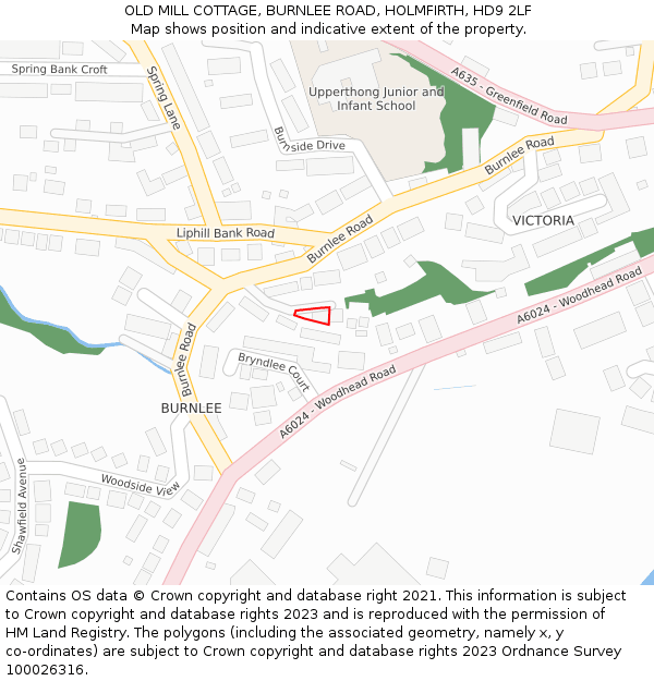 OLD MILL COTTAGE, BURNLEE ROAD, HOLMFIRTH, HD9 2LF: Location map and indicative extent of plot