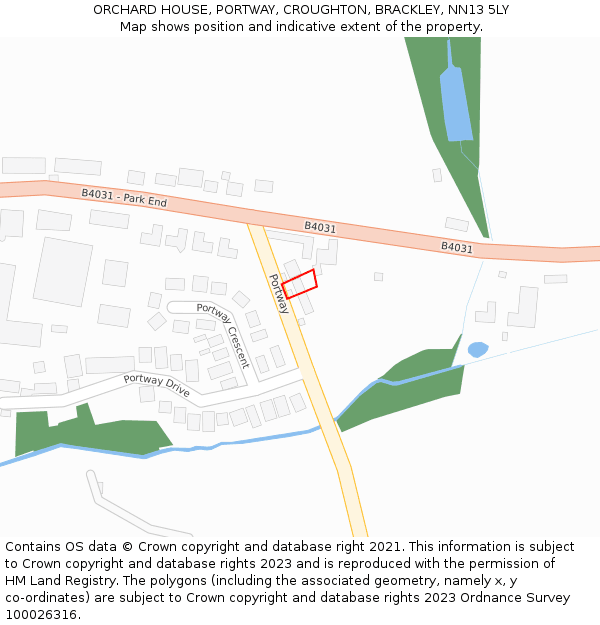 ORCHARD HOUSE, PORTWAY, CROUGHTON, BRACKLEY, NN13 5LY: Location map and indicative extent of plot