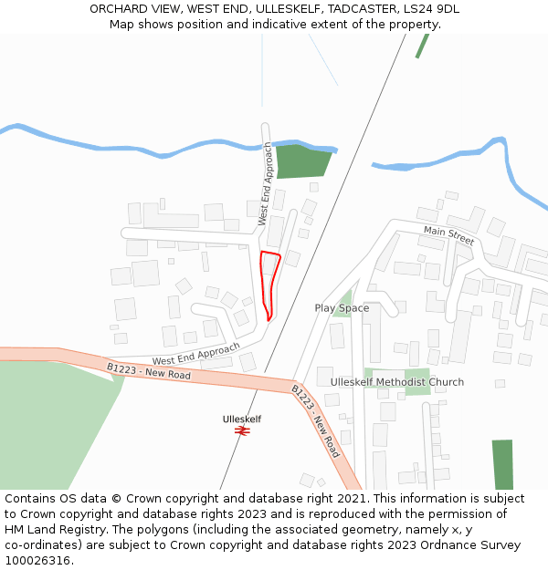 ORCHARD VIEW, WEST END, ULLESKELF, TADCASTER, LS24 9DL: Location map and indicative extent of plot