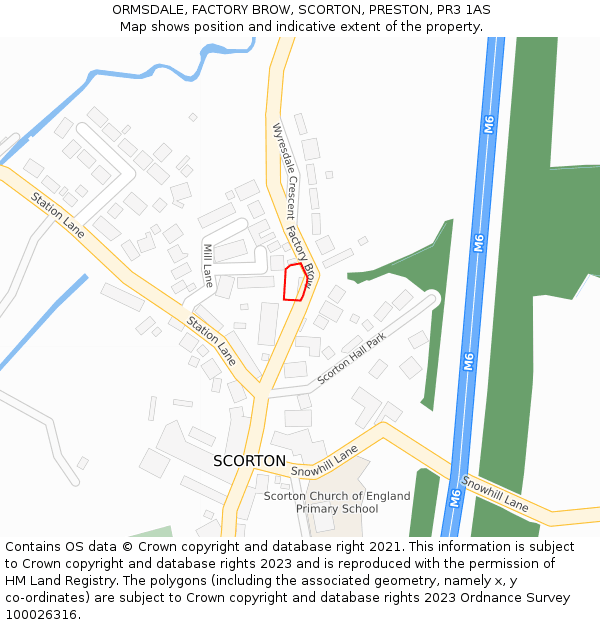 ORMSDALE, FACTORY BROW, SCORTON, PRESTON, PR3 1AS: Location map and indicative extent of plot