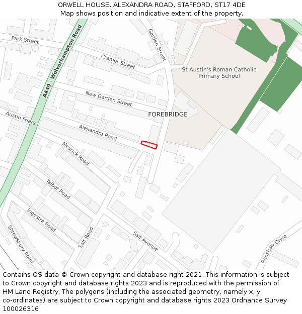 ORWELL HOUSE, ALEXANDRA ROAD, STAFFORD, ST17 4DE: Location map and indicative extent of plot