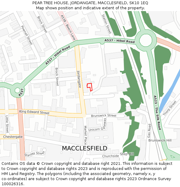 PEAR TREE HOUSE, JORDANGATE, MACCLESFIELD, SK10 1EQ: Location map and indicative extent of plot