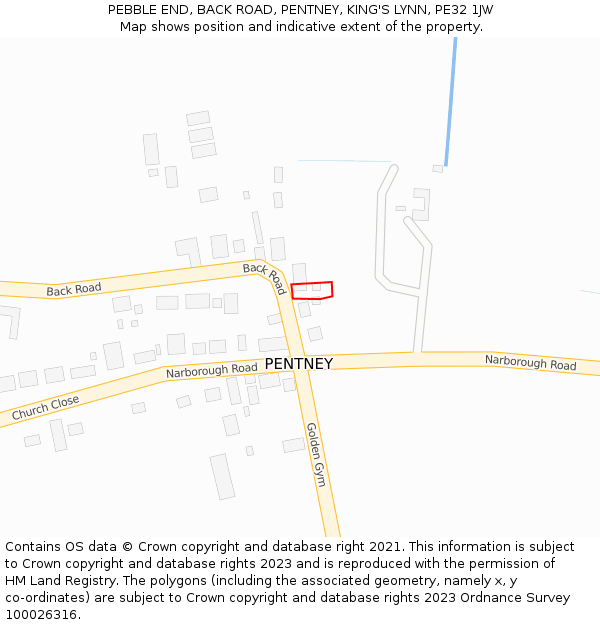 PEBBLE END, BACK ROAD, PENTNEY, KING'S LYNN, PE32 1JW: Location map and indicative extent of plot