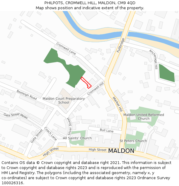 PHILPOTS, CROMWELL HILL, MALDON, CM9 4QD: Location map and indicative extent of plot