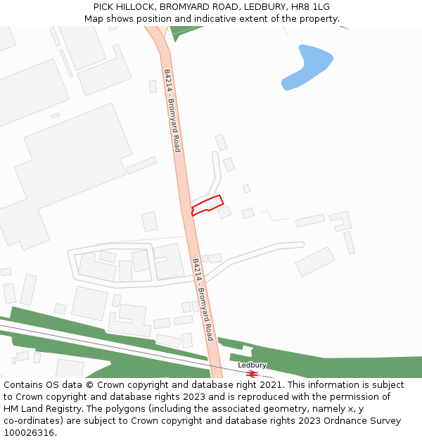 PICK HILLOCK, BROMYARD ROAD, LEDBURY, HR8 1LG: Location map and indicative extent of plot