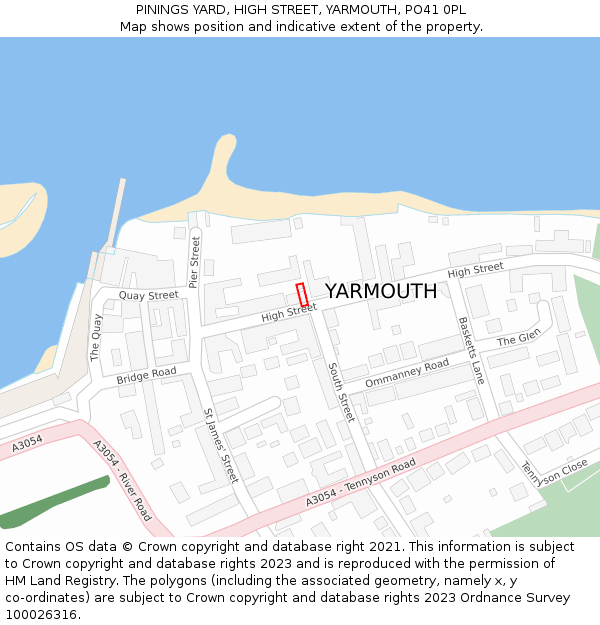 PININGS YARD, HIGH STREET, YARMOUTH, PO41 0PL: Location map and indicative extent of plot