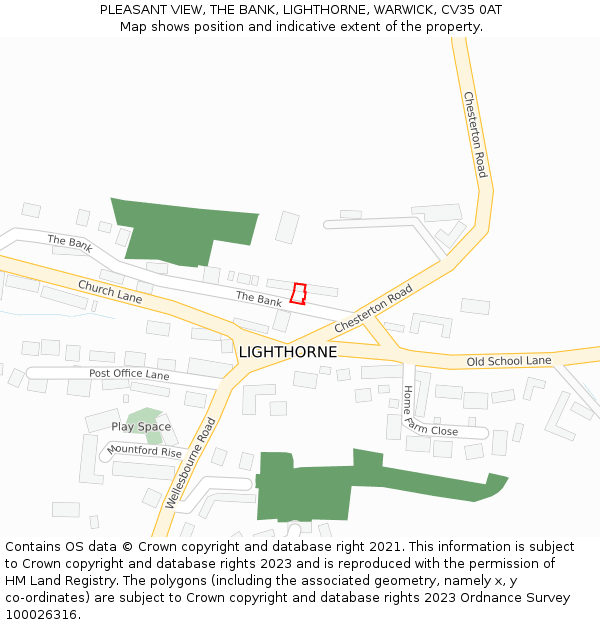 PLEASANT VIEW, THE BANK, LIGHTHORNE, WARWICK, CV35 0AT: Location map and indicative extent of plot