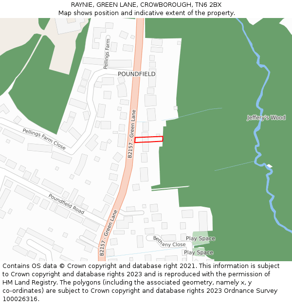 RAYNIE, GREEN LANE, CROWBOROUGH, TN6 2BX: Location map and indicative extent of plot