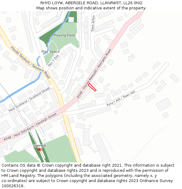 RHYD LOYW, ABERGELE ROAD, LLANRWST, LL26 0NG: Location map and indicative extent of plot