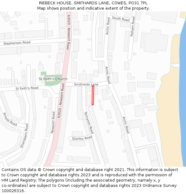 RIEBECK HOUSE, SMITHARDS LANE, COWES, PO31 7PL: Location map and indicative extent of plot