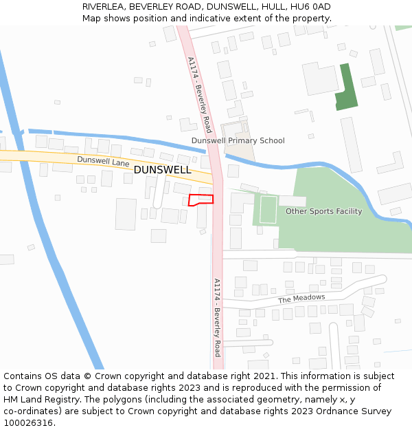 RIVERLEA, BEVERLEY ROAD, DUNSWELL, HULL, HU6 0AD: Location map and indicative extent of plot