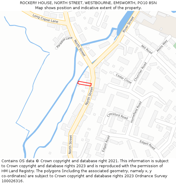 ROCKERY HOUSE, NORTH STREET, WESTBOURNE, EMSWORTH, PO10 8SN: Location map and indicative extent of plot