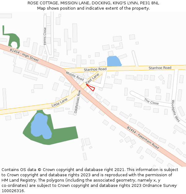 ROSE COTTAGE, MISSION LANE, DOCKING, KING'S LYNN, PE31 8NL: Location map and indicative extent of plot