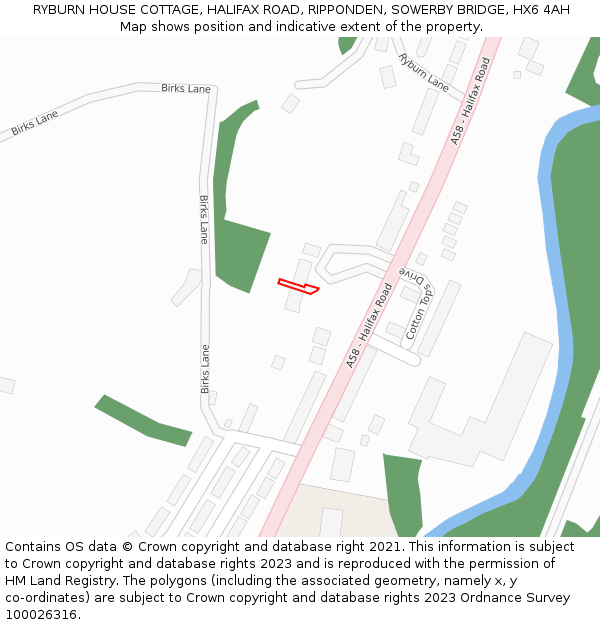 RYBURN HOUSE COTTAGE, HALIFAX ROAD, RIPPONDEN, SOWERBY BRIDGE, HX6 4AH: Location map and indicative extent of plot