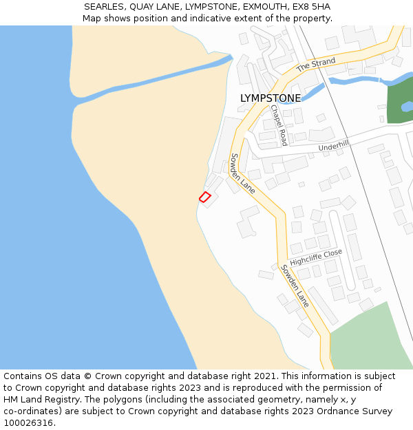 SEARLES, QUAY LANE, LYMPSTONE, EXMOUTH, EX8 5HA: Location map and indicative extent of plot