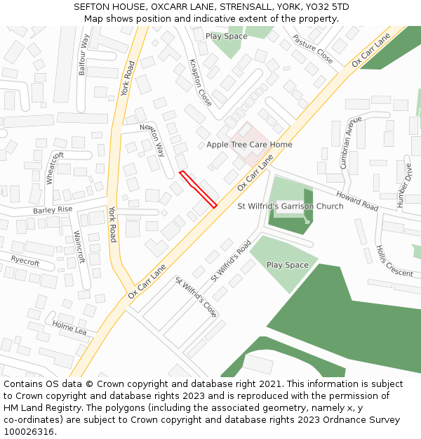 SEFTON HOUSE, OXCARR LANE, STRENSALL, YORK, YO32 5TD: Location map and indicative extent of plot