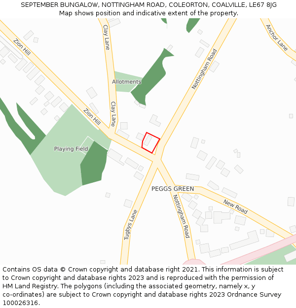 SEPTEMBER BUNGALOW, NOTTINGHAM ROAD, COLEORTON, COALVILLE, LE67 8JG: Location map and indicative extent of plot