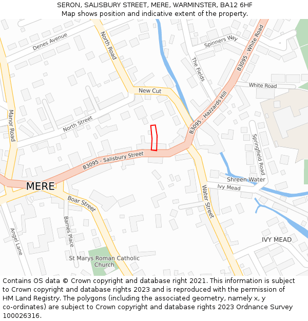 SERON, SALISBURY STREET, MERE, WARMINSTER, BA12 6HF: Location map and indicative extent of plot