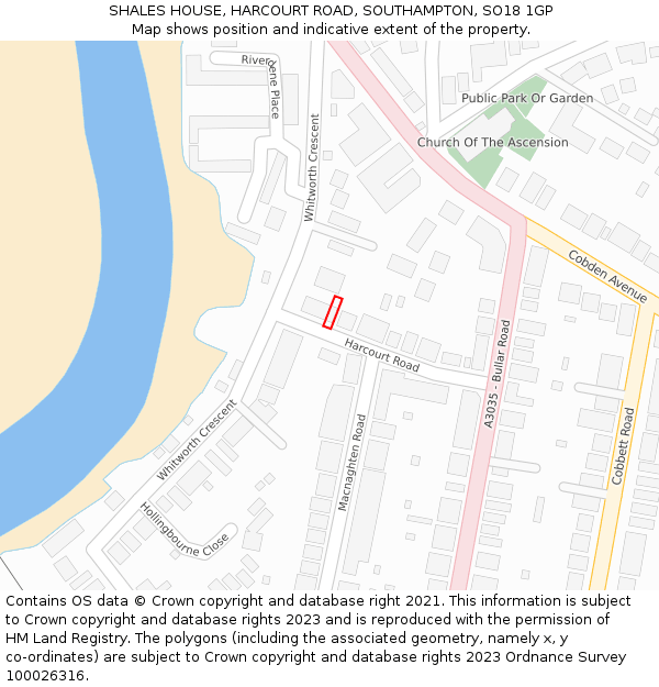 SHALES HOUSE, HARCOURT ROAD, SOUTHAMPTON, SO18 1GP: Location map and indicative extent of plot