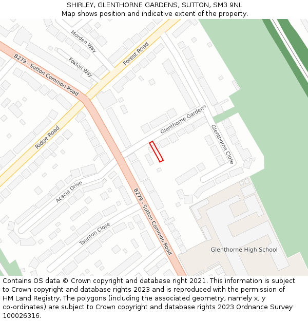 SHIRLEY, GLENTHORNE GARDENS, SUTTON, SM3 9NL: Location map and indicative extent of plot