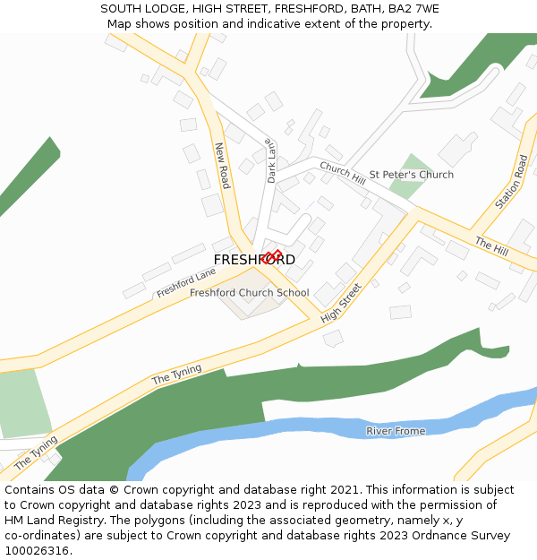 SOUTH LODGE, HIGH STREET, FRESHFORD, BATH, BA2 7WE: Location map and indicative extent of plot