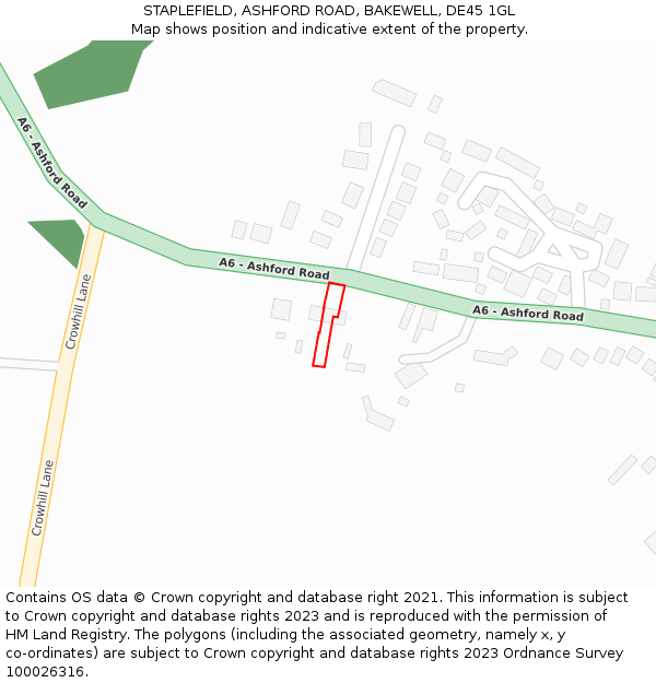 STAPLEFIELD, ASHFORD ROAD, BAKEWELL, DE45 1GL: Location map and indicative extent of plot