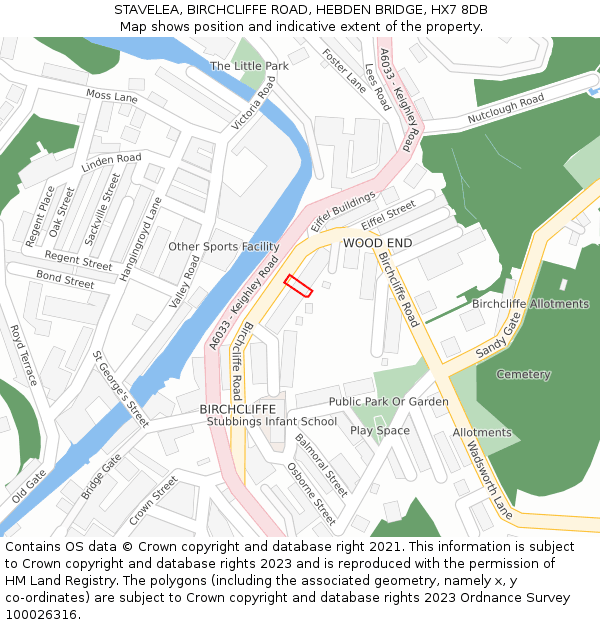 STAVELEA, BIRCHCLIFFE ROAD, HEBDEN BRIDGE, HX7 8DB: Location map and indicative extent of plot