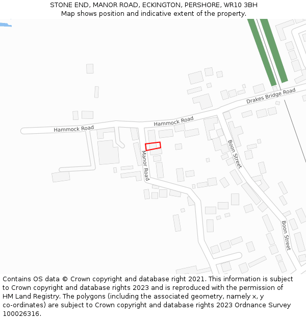 STONE END, MANOR ROAD, ECKINGTON, PERSHORE, WR10 3BH: Location map and indicative extent of plot
