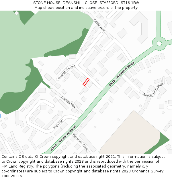 STONE HOUSE, DEANSHILL CLOSE, STAFFORD, ST16 1BW: Location map and indicative extent of plot
