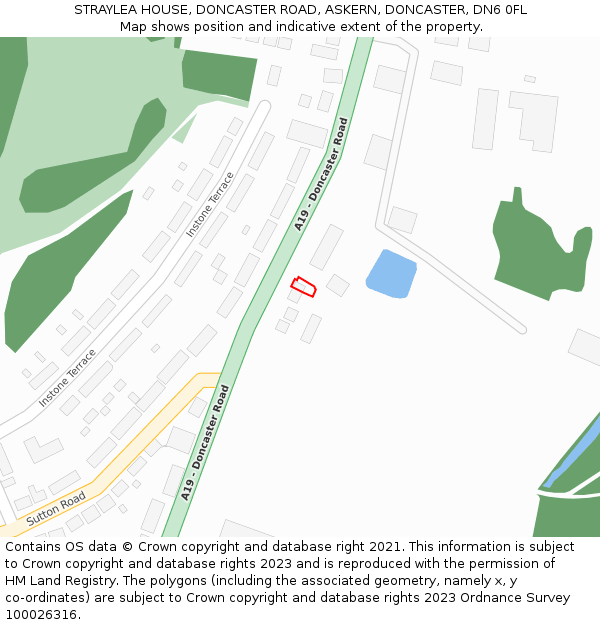 STRAYLEA HOUSE, DONCASTER ROAD, ASKERN, DONCASTER, DN6 0FL: Location map and indicative extent of plot