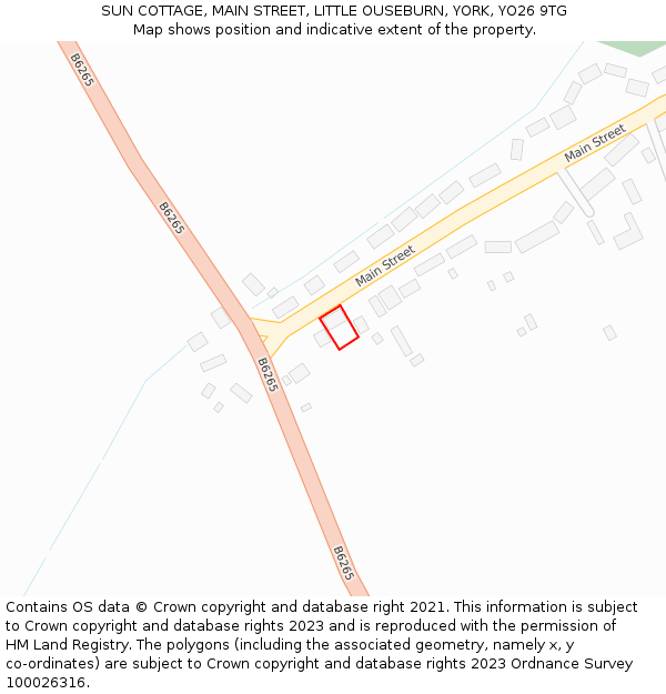 SUN COTTAGE, MAIN STREET, LITTLE OUSEBURN, YORK, YO26 9TG: Location map and indicative extent of plot
