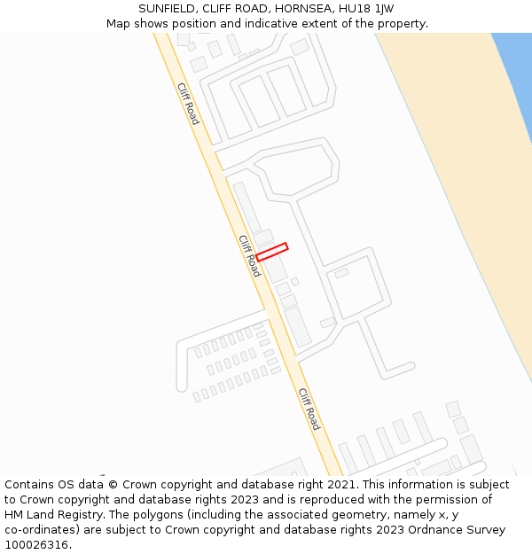 SUNFIELD, CLIFF ROAD, HORNSEA, HU18 1JW: Location map and indicative extent of plot