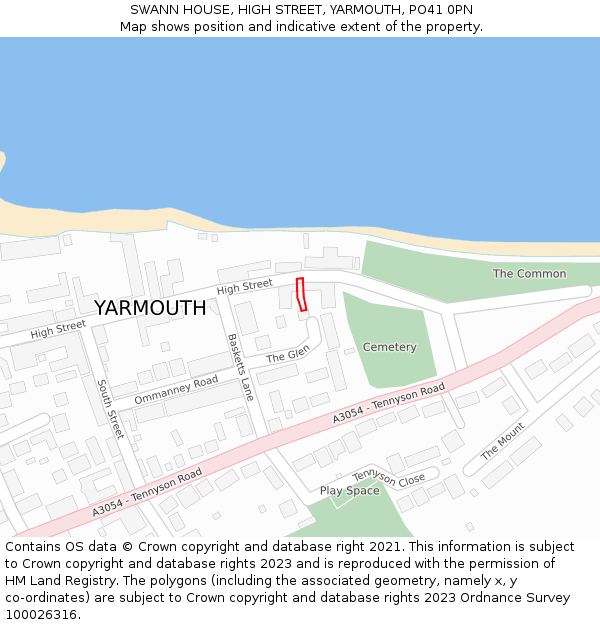 SWANN HOUSE, HIGH STREET, YARMOUTH, PO41 0PN: Location map and indicative extent of plot