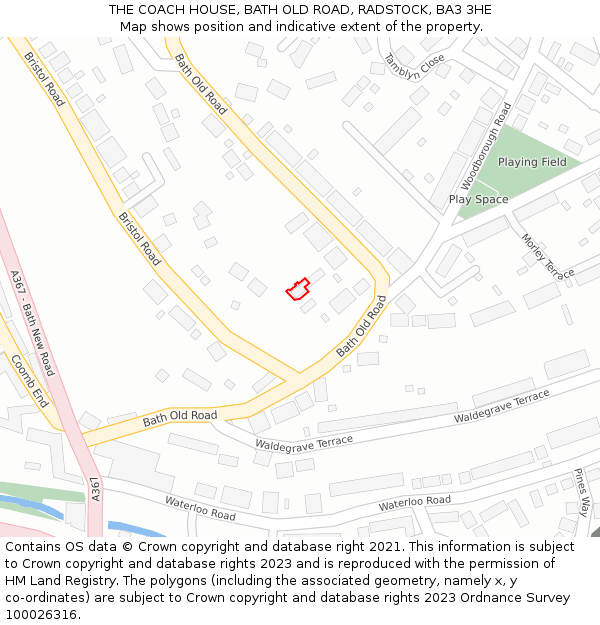 THE COACH HOUSE, BATH OLD ROAD, RADSTOCK, BA3 3HE: Location map and indicative extent of plot
