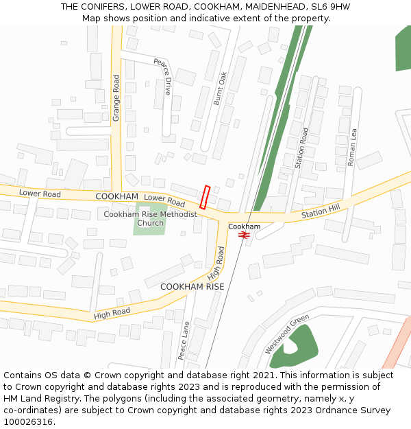 THE CONIFERS, LOWER ROAD, COOKHAM, MAIDENHEAD, SL6 9HW: Location map and indicative extent of plot