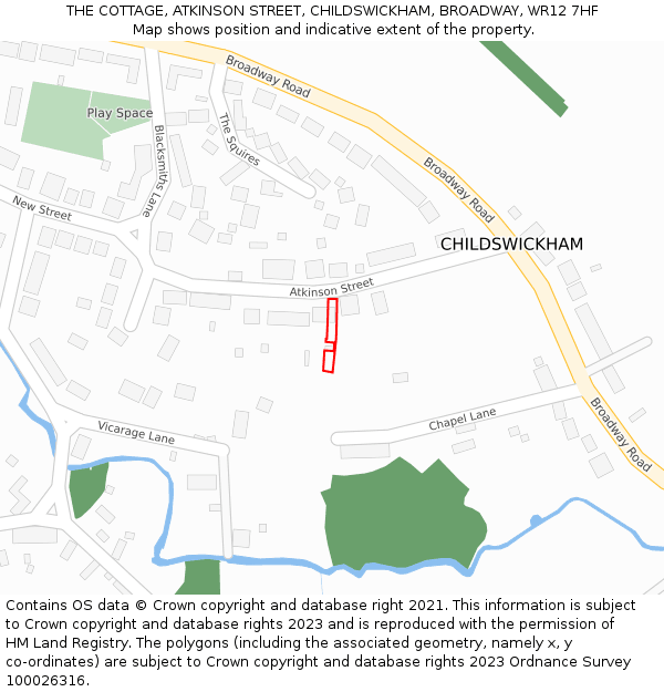 THE COTTAGE, ATKINSON STREET, CHILDSWICKHAM, BROADWAY, WR12 7HF: Location map and indicative extent of plot