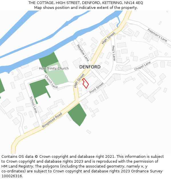 THE COTTAGE, HIGH STREET, DENFORD, KETTERING, NN14 4EQ: Location map and indicative extent of plot