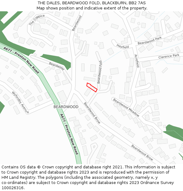 THE DALES, BEARDWOOD FOLD, BLACKBURN, BB2 7AS: Location map and indicative extent of plot