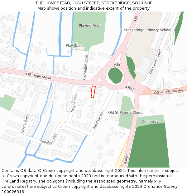 THE HOMESTEAD, HIGH STREET, STOCKBRIDGE, SO20 6HF: Location map and indicative extent of plot