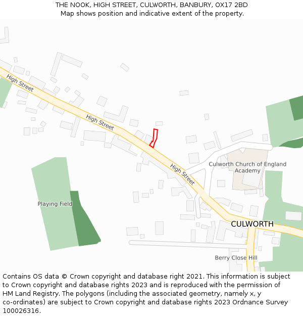 THE NOOK, HIGH STREET, CULWORTH, BANBURY, OX17 2BD: Location map and indicative extent of plot