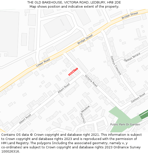THE OLD BAKEHOUSE, VICTORIA ROAD, LEDBURY, HR8 2DE: Location map and indicative extent of plot