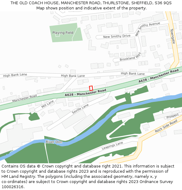 THE OLD COACH HOUSE, MANCHESTER ROAD, THURLSTONE, SHEFFIELD, S36 9QS: Location map and indicative extent of plot