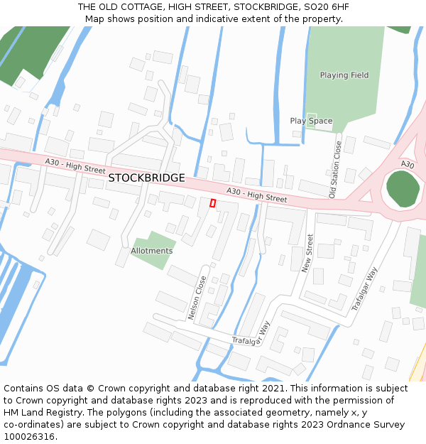 THE OLD COTTAGE, HIGH STREET, STOCKBRIDGE, SO20 6HF: Location map and indicative extent of plot
